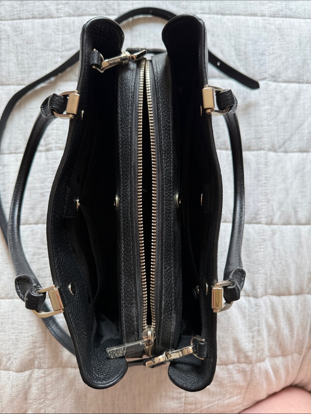 kate spade Black Leather Bag with Gold Hardware and Removable Cross Body Strap - Picture 5 of 9
